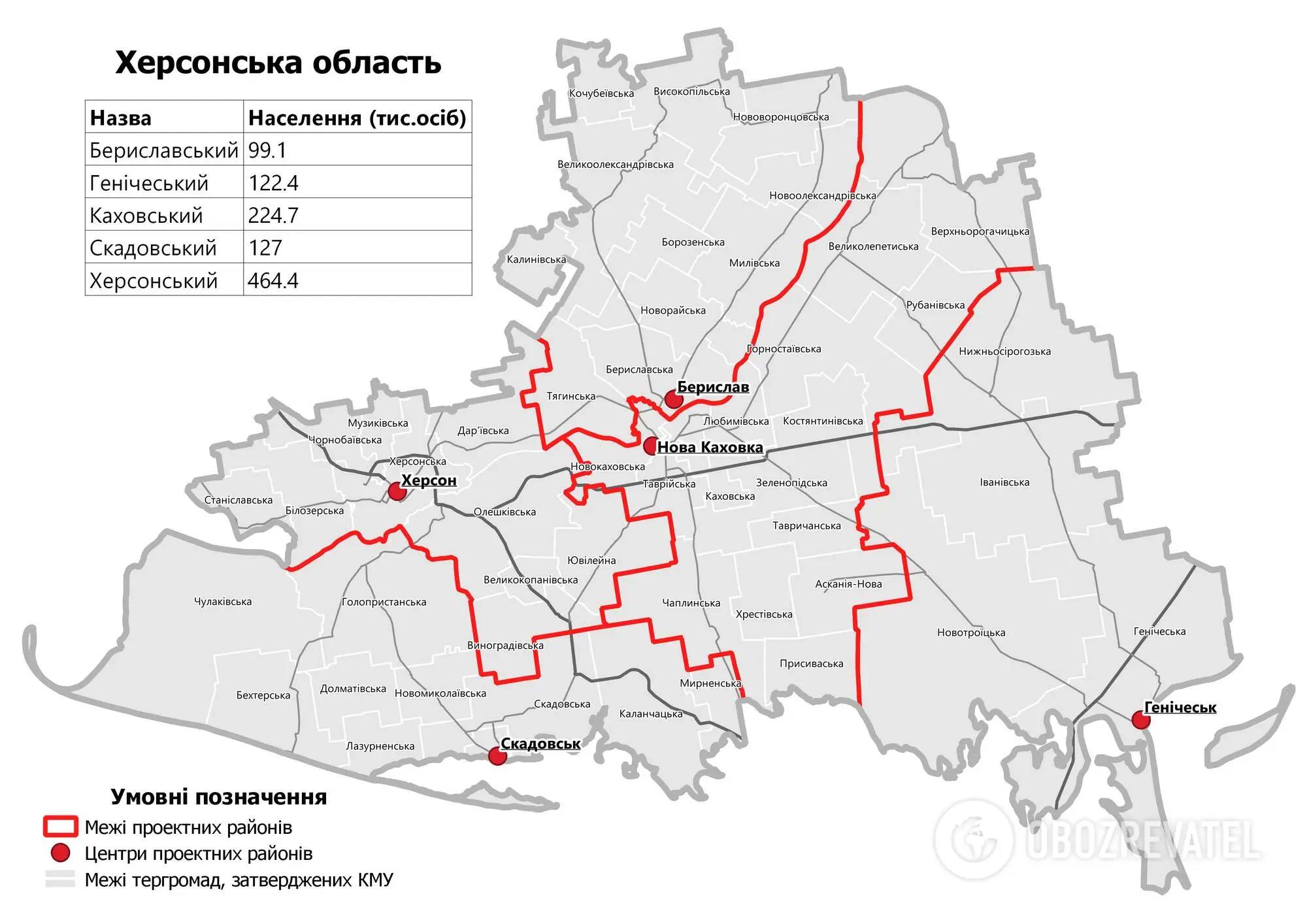 Нові райони Херсонщини (МАПА)